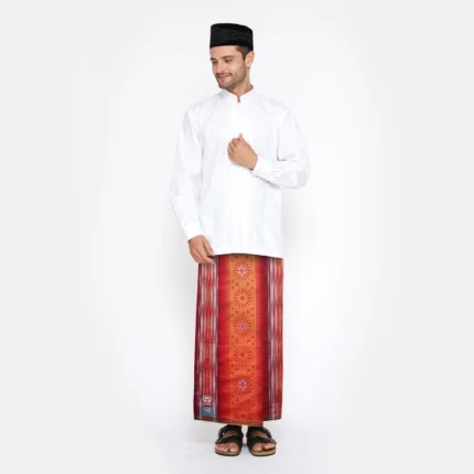 Sarung BHS Classic Gold Jacquard Songket Red