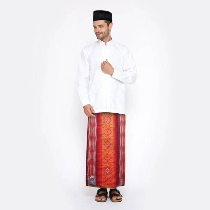 Sarung BHS Classic Gold Jacquard Songket Red