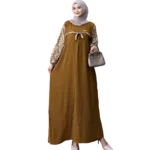 Modest Arafah Abaya Cringkle Rayon Combination Brown