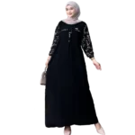 Modest Arafah Abaya Cringkle Rayon Combination Black