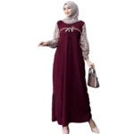 Modest Arafah Abaya Cringkle Rayon Combination Maroon Red