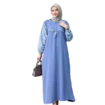Modest Arafah Abaya Cringkle Rayon Combination Sky Blue