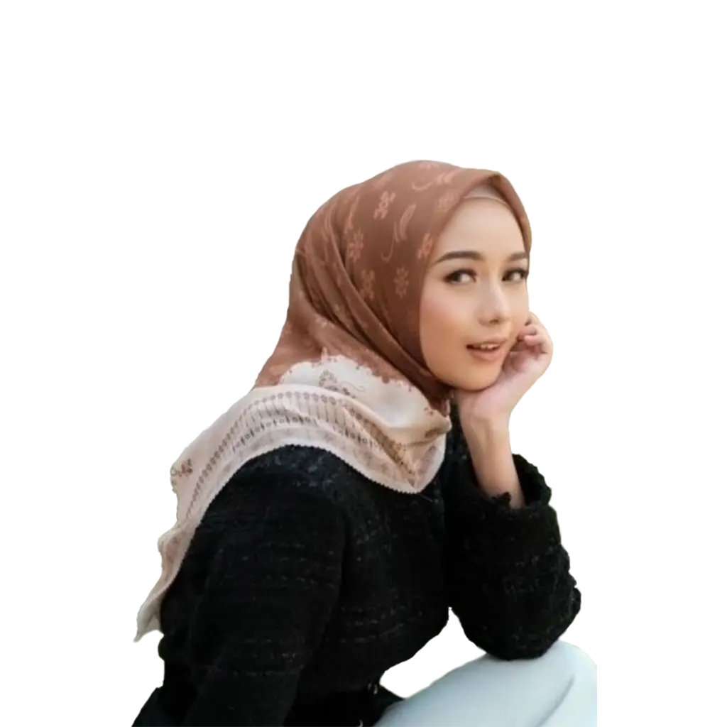 Premium Voal Hijab Square Lasercut Edge Cappucino Blik Moka Voal Square Scarf - long islamic dresses
