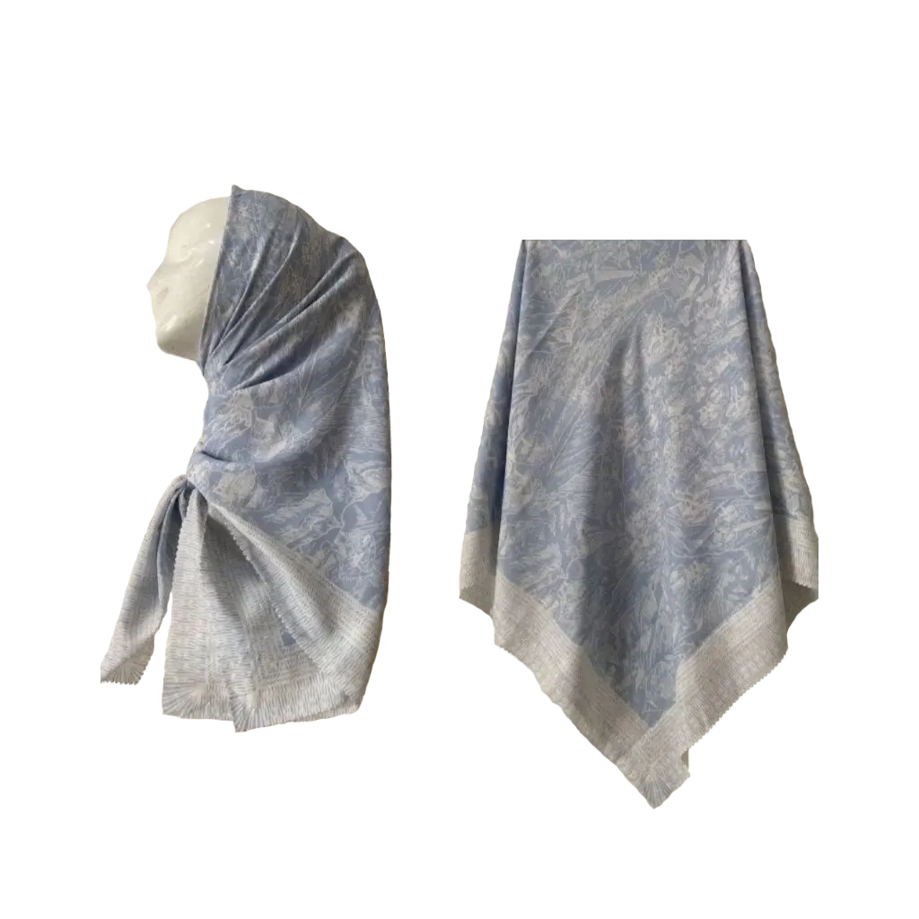 Premium Voal Hijab Square Lasercut Edge GN Blue Voal Square Scarf - religious clothing muslim