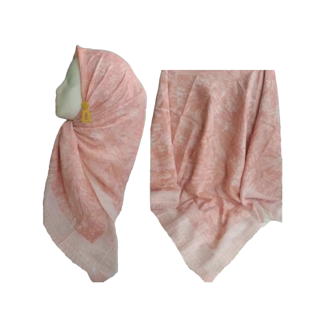 Premium Voal Hijab Square Lasercut Edge GN Peach Salem Voal Square Scarf - religious clothing muslim
