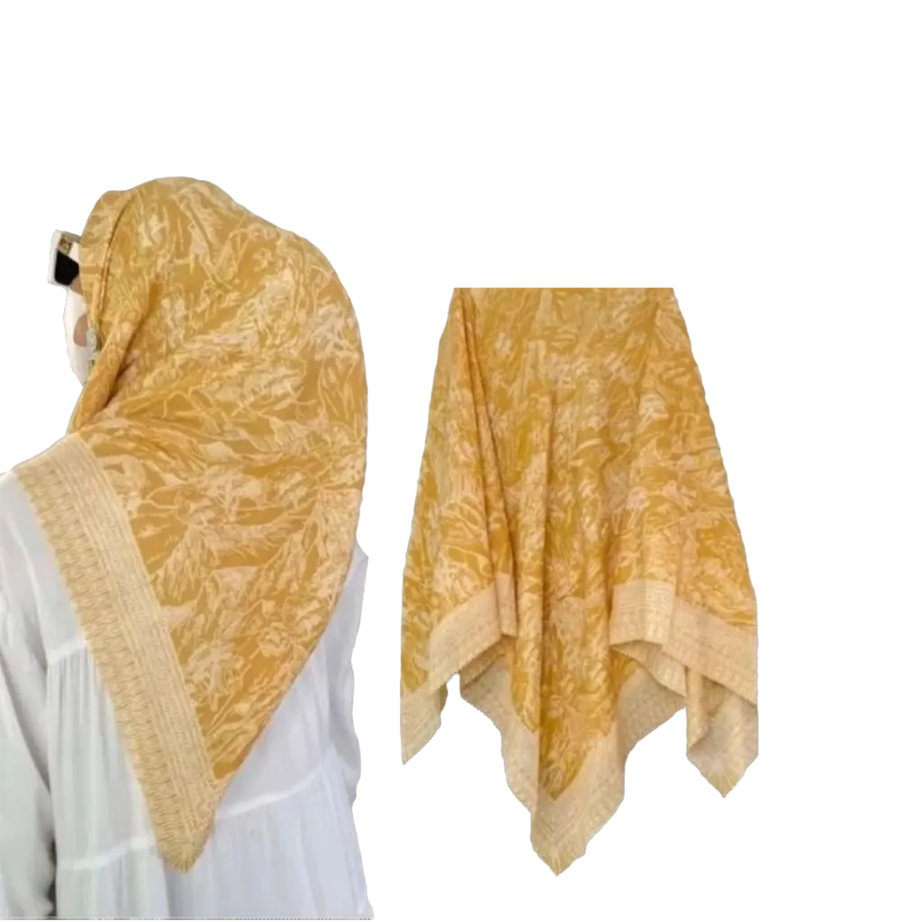 Premium Voal Hijab Square Lasercut Edge GN Yellow Voal Square Scarf - pre islamic clothing