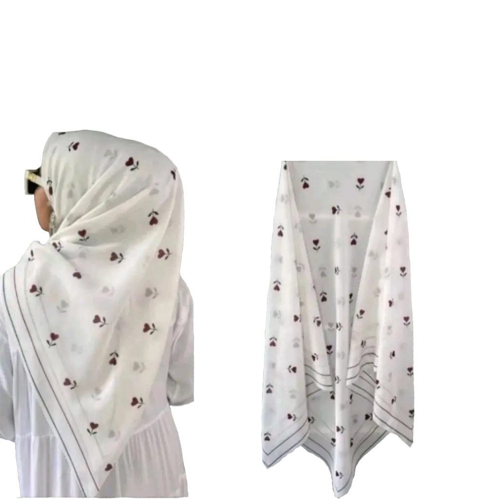 Premium Voal Hijab Square Lasercut Edge Lafo White Voal Square Scarf - head dress muslim