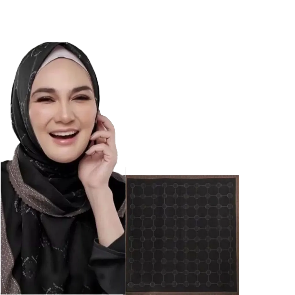 Premium Voal Hijab Square Lasercut Edge Luna Black Voal Square Scarf - turkish islamic clothing