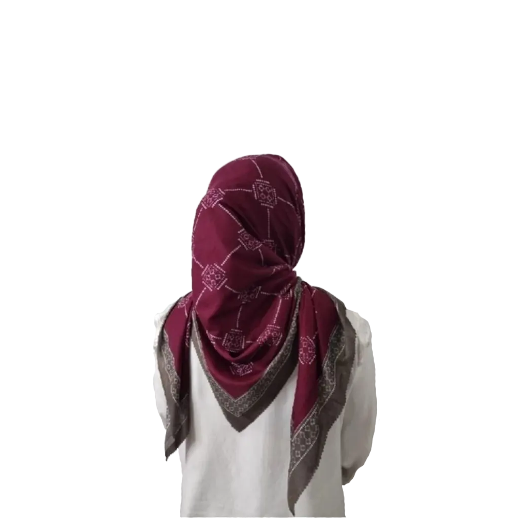 Premium Voal Hijab Square Lasercut Edge Luna Maroon Voal Square Scarf - modest in islam