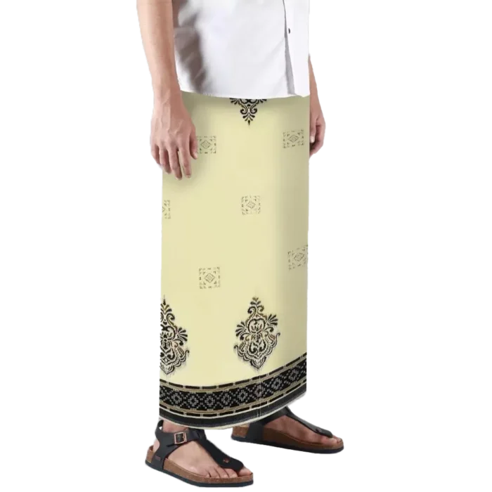 Sarong Mangga Millenium Dobby Floral Black Cream