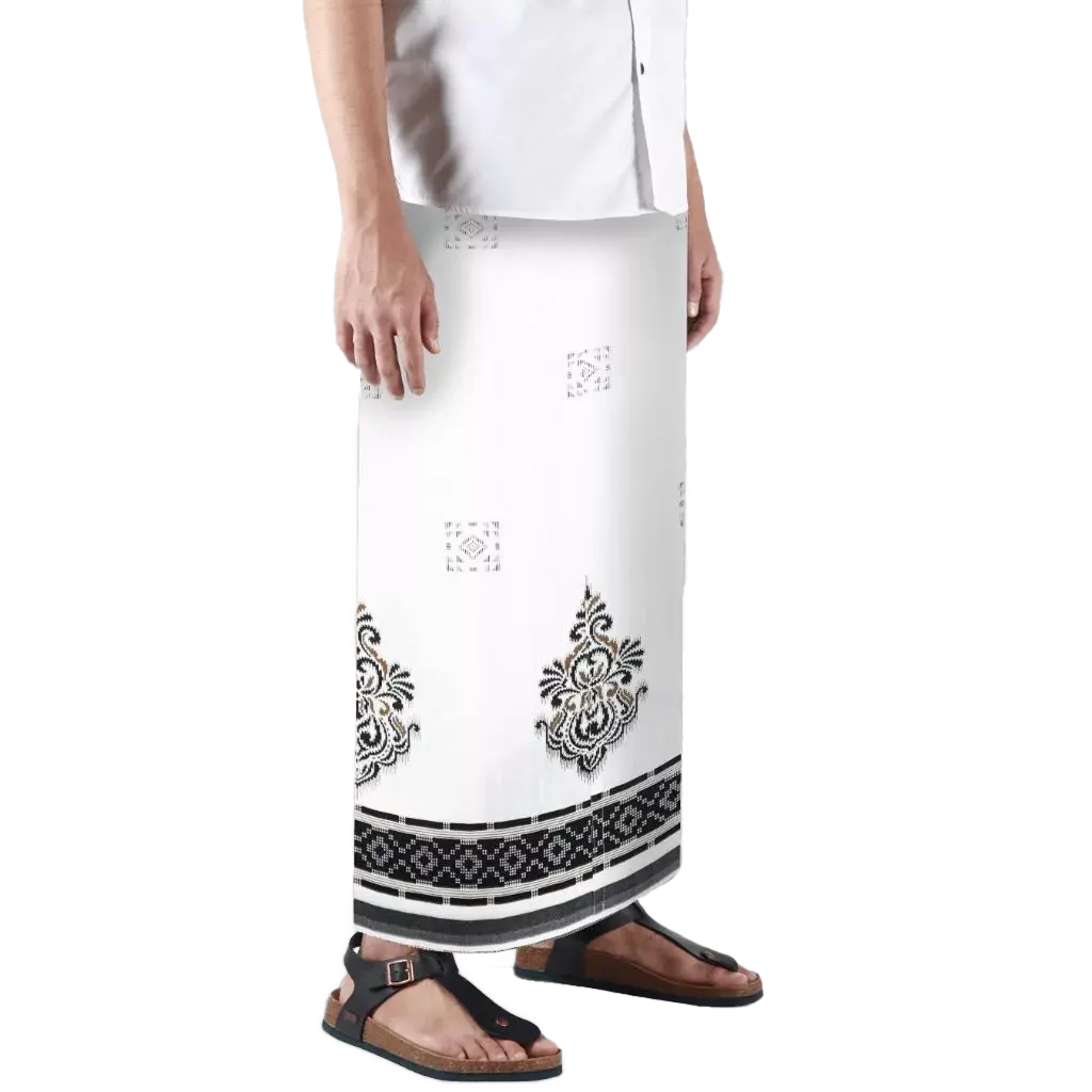 Sarong Mangga Millenium Dobby Floral Black White Sarong Mangga Millenium Dobby Floral Black White