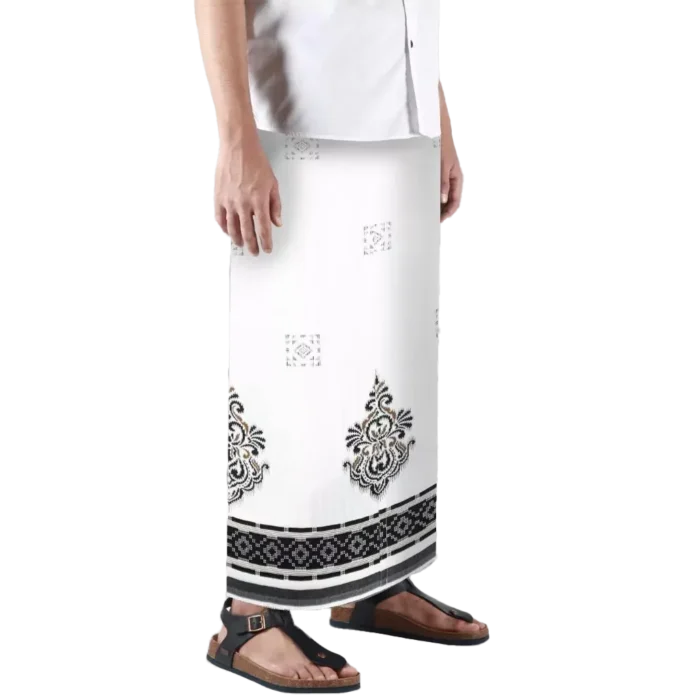 Sarong Mangga Millenium Dobby Floral Black White MK 134