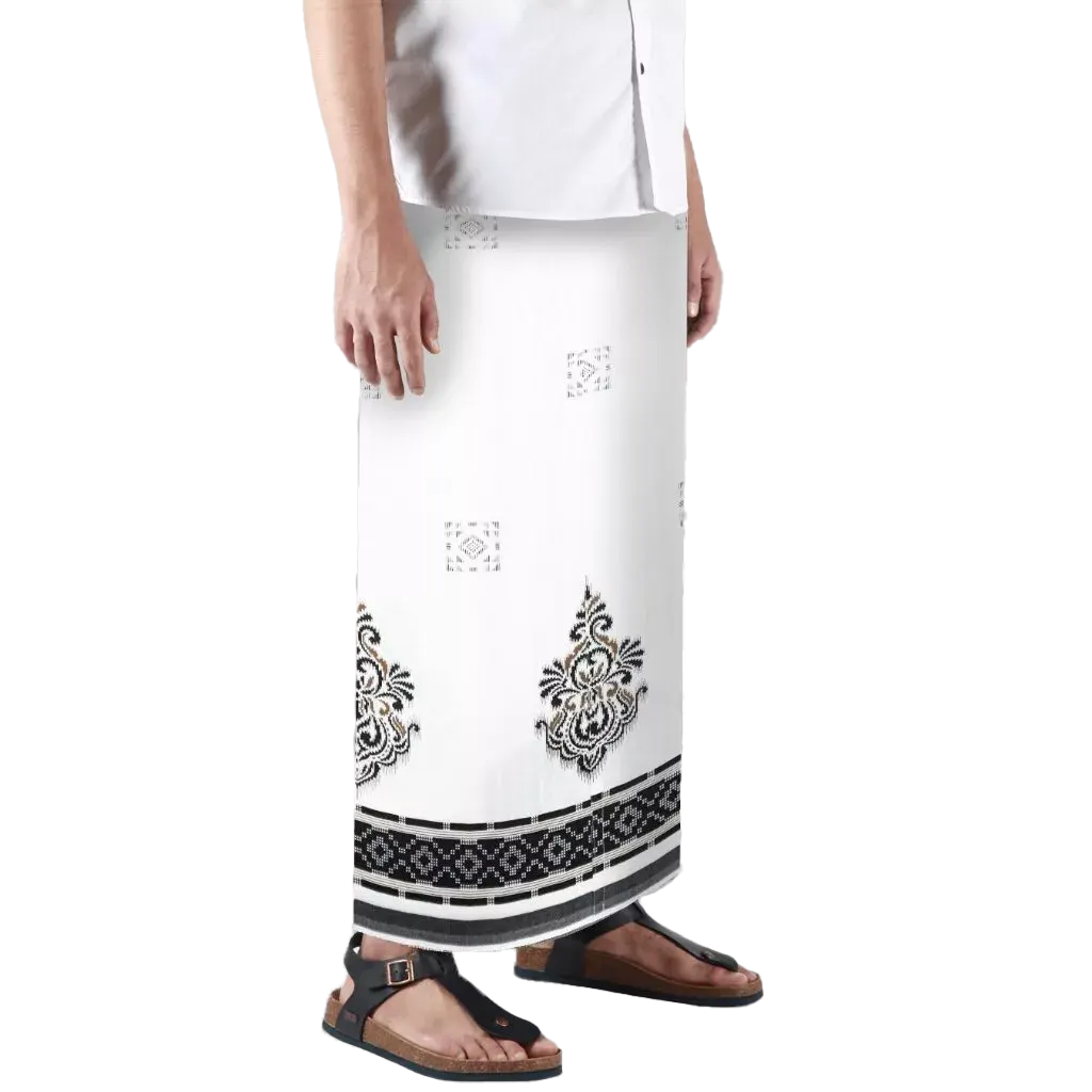 Sarong Mangga Millenium Dobby Floral Black White MK 134 Sarong Mangga Millenium Dobby Floral Black White MK 134