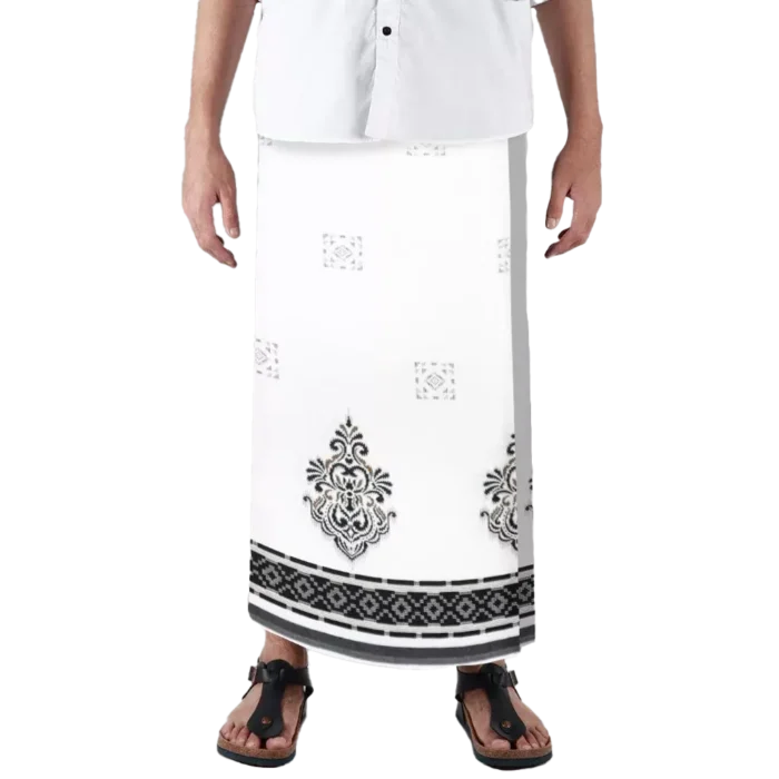 Sarong Mangga Millenium Dobby Floral Black White MK134