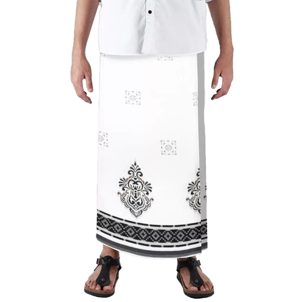 Sarong Mangga Millenium Dobby Floral Black White Sarong Mangga Millenium Dobby Floral Black White