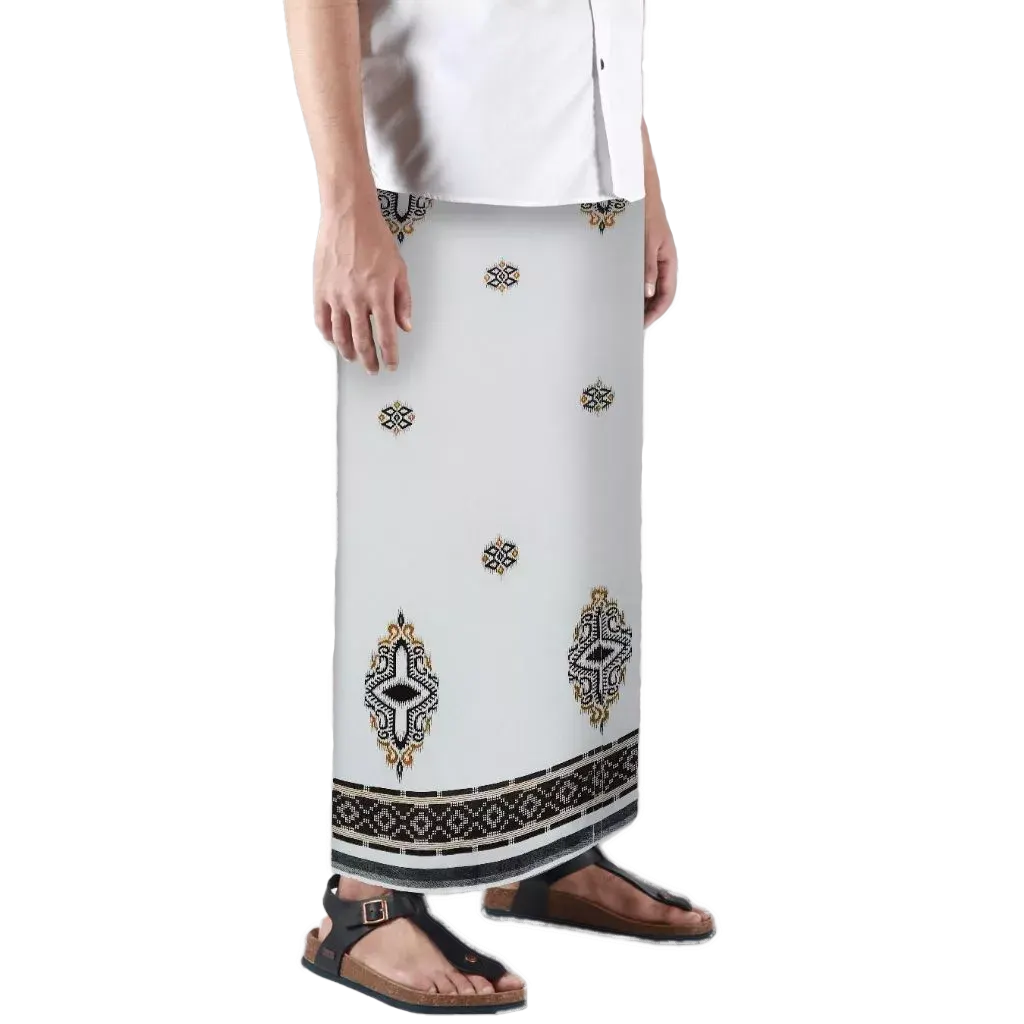 Sarong Mangga Millenium Dobby Floral Smoke White Sarong Mangga Millenium Dobby Floral Smoke White