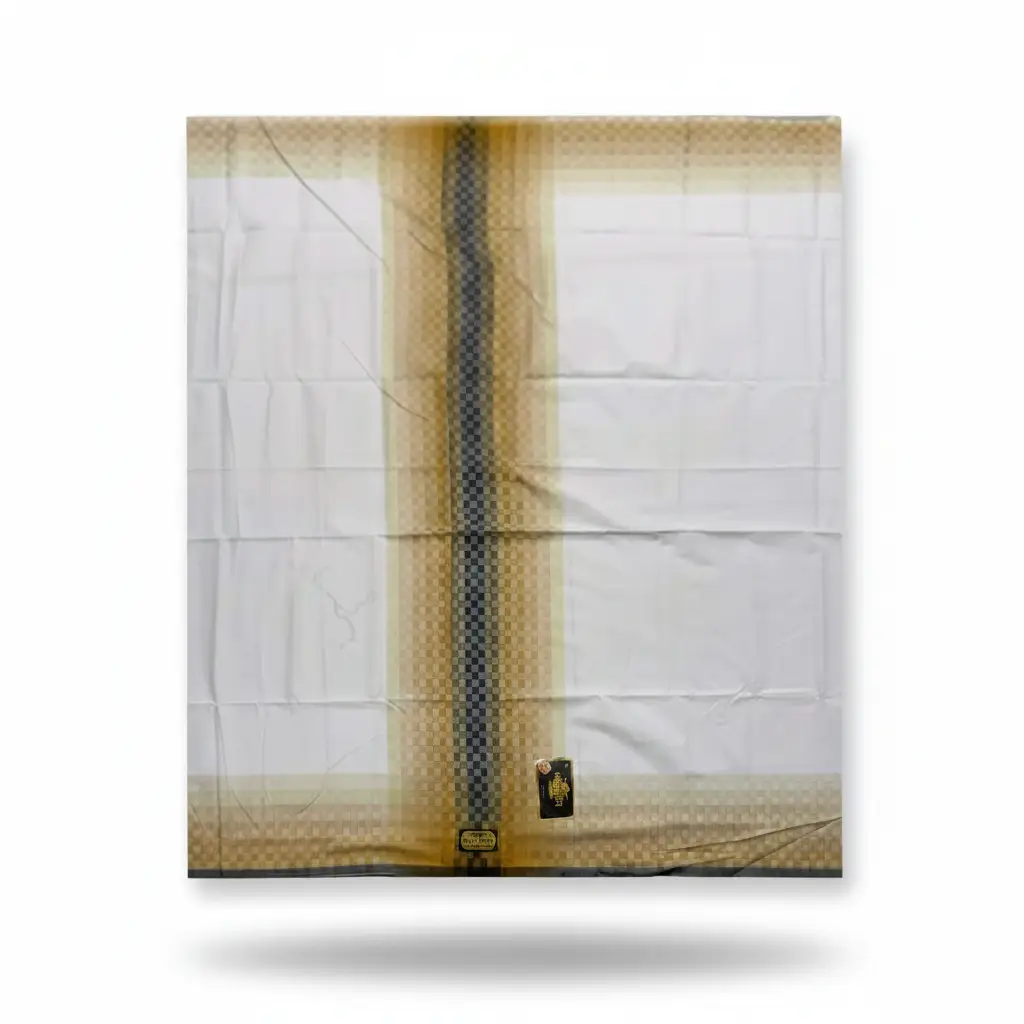 Wadimor Madras 555 White Cotton Sarong Gold Yellow Wadimor Madras 555 White Cotton Sarong Gold Yellow